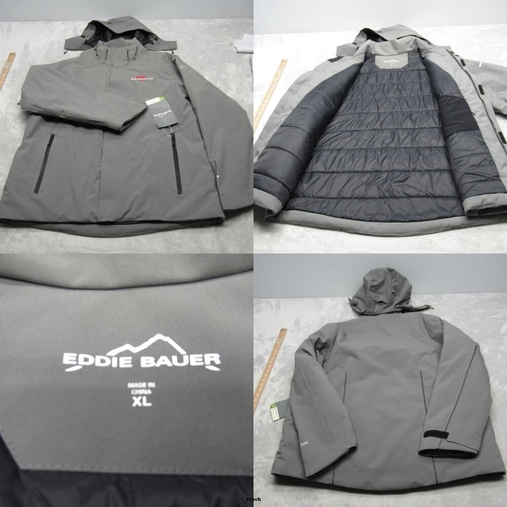 Eddie Bauer Jacket Mens XL Gray WeatherEdge + Insulated Hood Coke Employee NWD